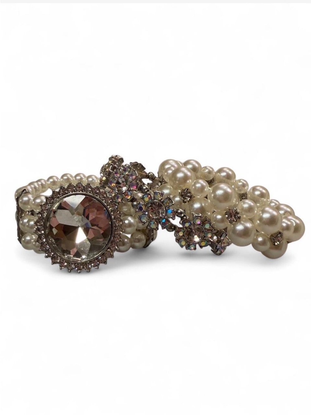 Set of 3 bracelets pearls and rhinestones